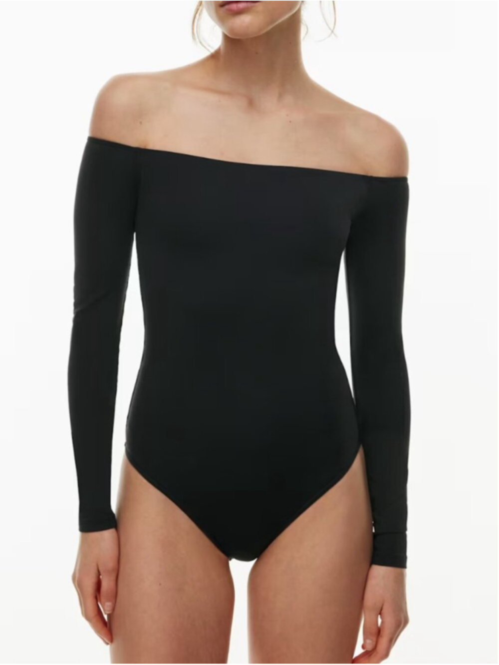 BABATON Contour Off-Shoulder Bodysuit Black Small LS Square Neck Thong Aritzia